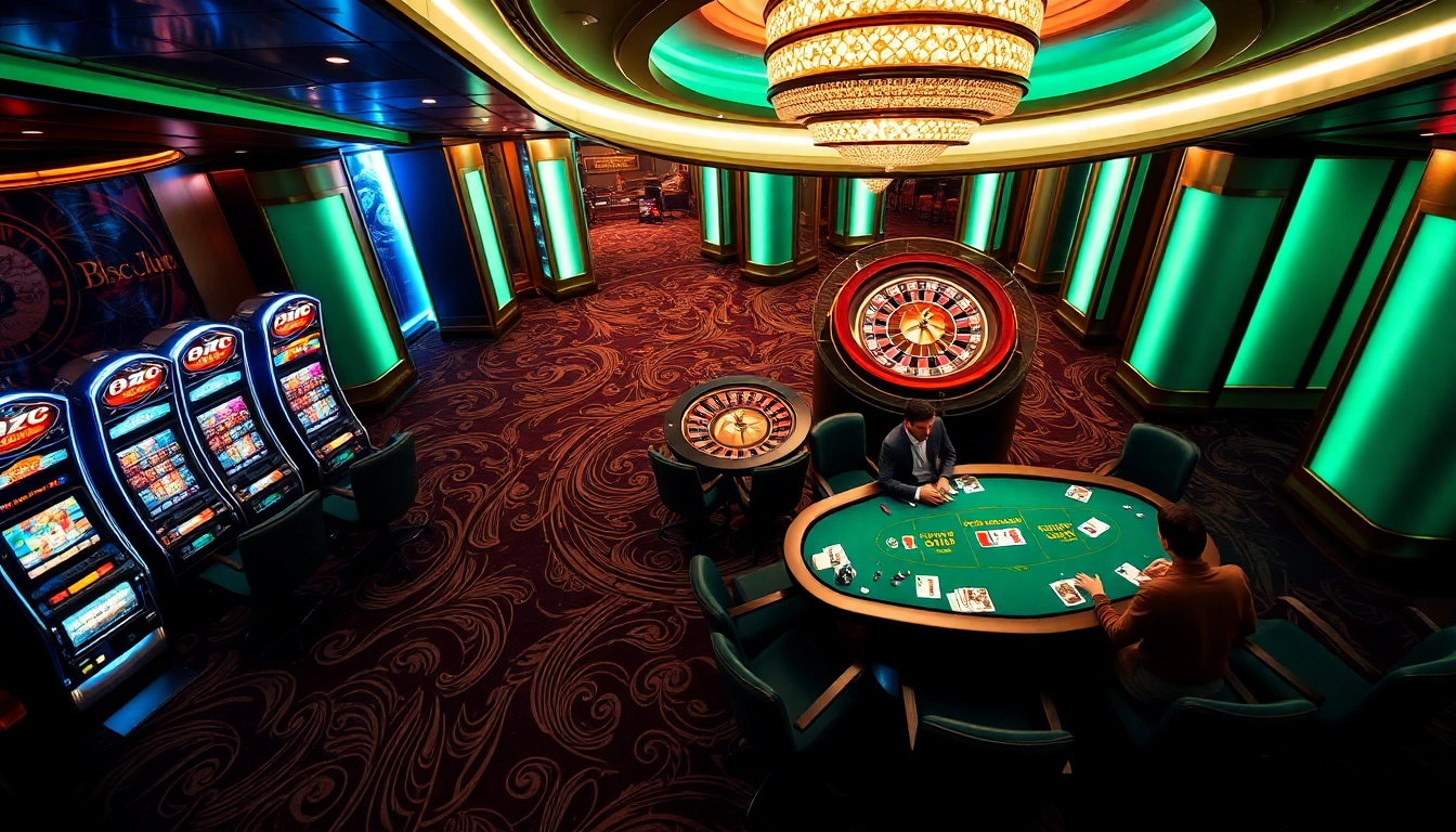 B52 Club poker players strategize at an elegant casino table in a luxurious setting.