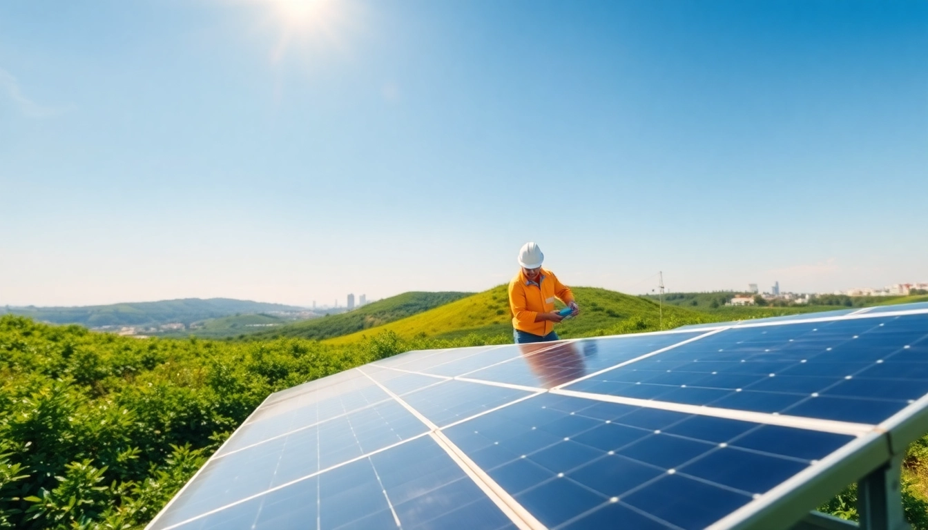Solar Wien installiert moderne Solarpanels in einer nachhaltigen Umgebung.